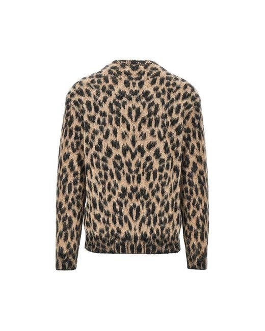 Laneus Black Knitted Sweater With Spotted Motif for men