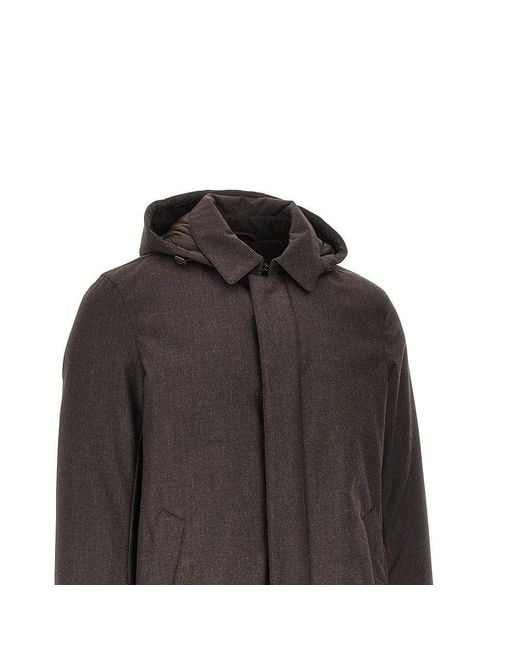 Herno Black Padded Technical Wool Down Jacket for men