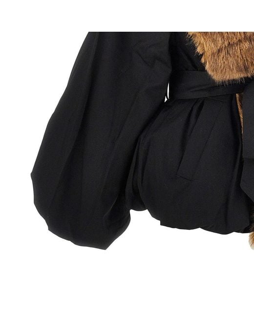 ROTATE BIRGER CHRISTENSEN Brown Faux Fur Collar Twill Jacket
