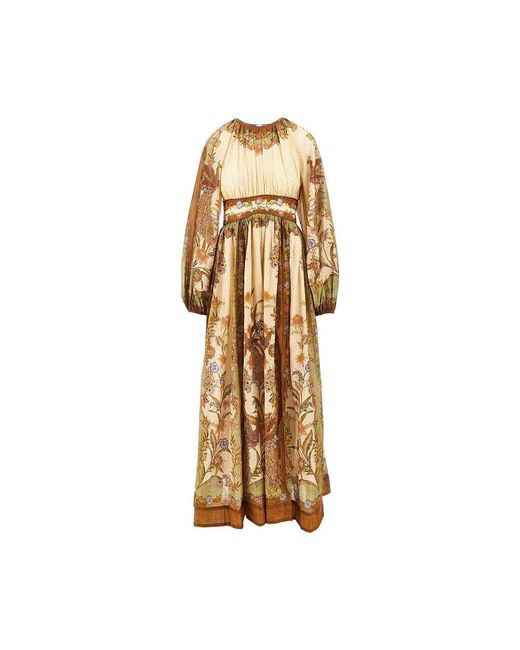 Zimmermann Metallic 'Indra' Cotton And Silk Long Dress