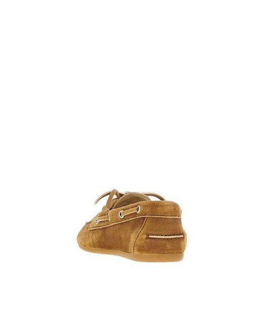 Miu Miu Brown Suede Leather Deck Shoes