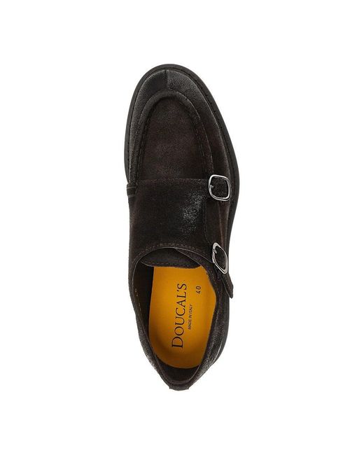 Doucal's Brown Suede Leather Double Monk Shoes for men
