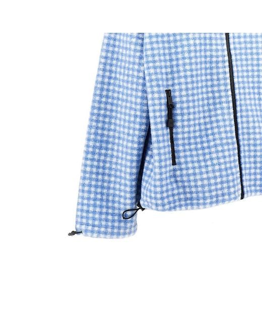 Miu Miu Blue Check Fleece Oversied Blouson Jacket
