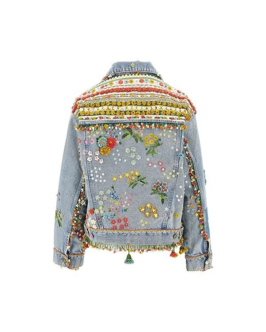 Péro Blue Embroidered Denim Jacket