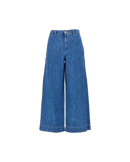 Max Mara Blue Cotton And Linen Denim Pants