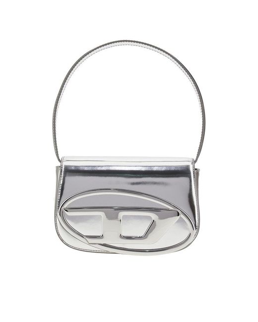 DIESEL Gray Mirrored Leather 1Dr Shoulder Bag