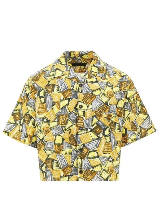 Prada Yellow Printed Batista Shirt for men