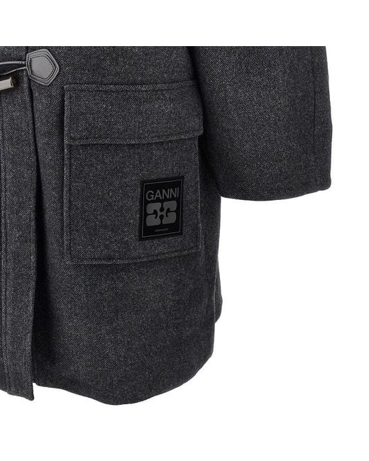 Ganni Black Wool-Blend Coat