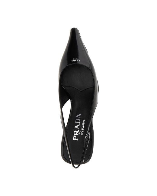 Prada Blue Spazzolato Leather Re-Edition Slingback Pumps 36