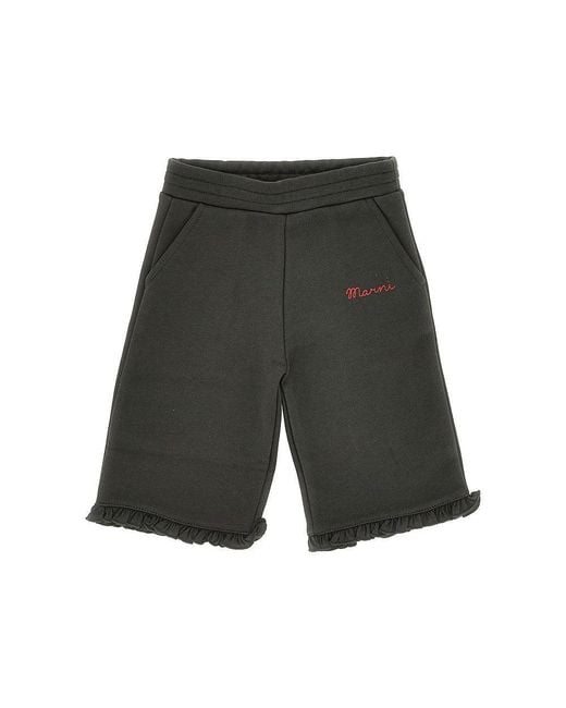 Marni Gray Cotton Pants With Logo Print Kids