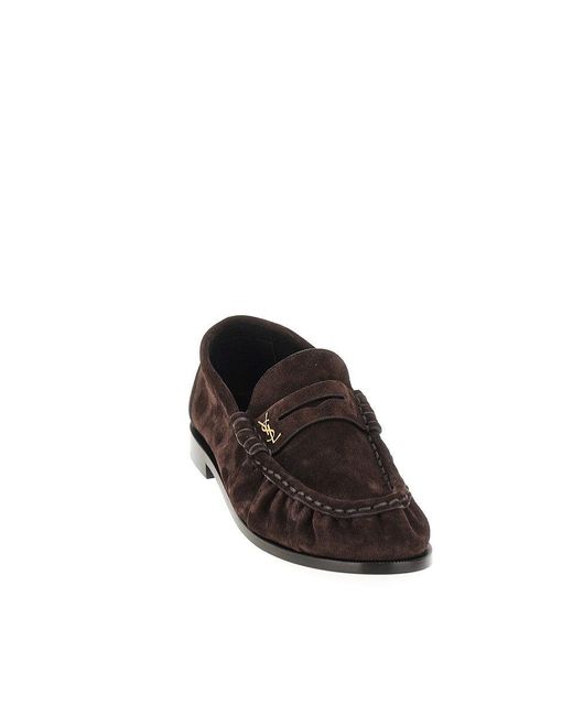 Saint Laurent Brown 'Le Loafer' Suede Leather Loafers