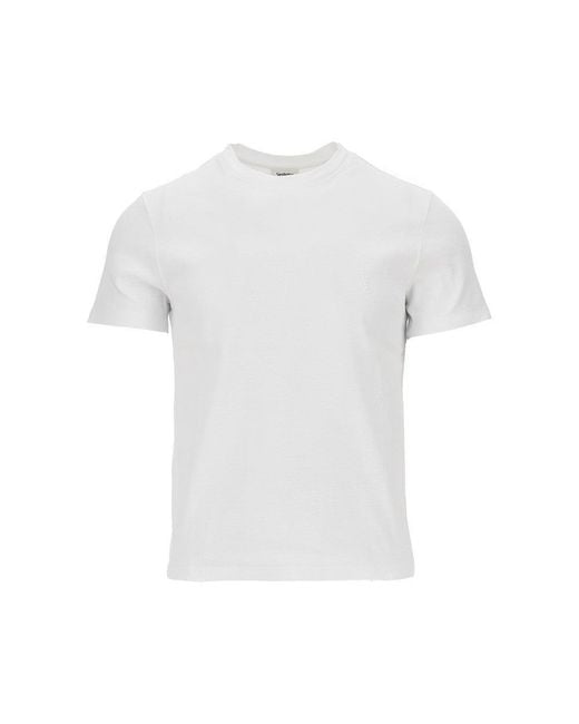 Saint Laurent White Cotton T-Shirt With Logo Embroidery for men