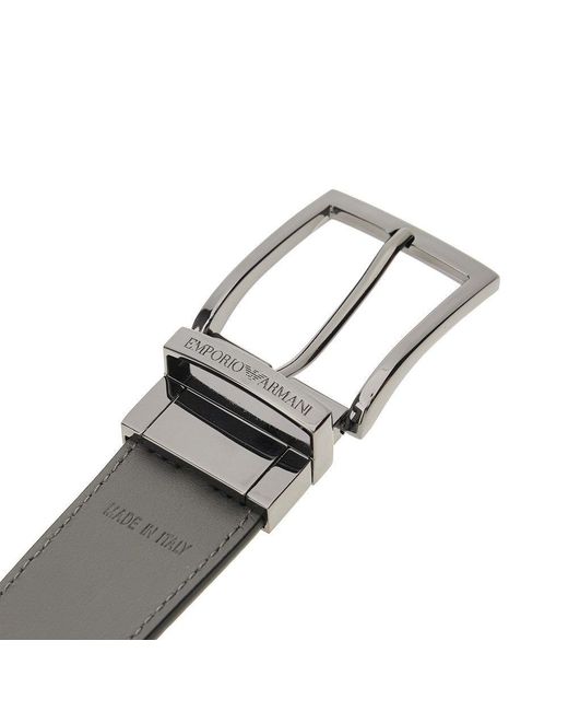 Emporio Armani Black Grained Leather Belt for men