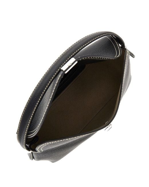 Totême Black 'T-Lock' Grained Leather Top-Handle Bag