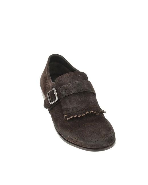 Church's Brown Suede Leather 'Shanghai' Monk Strap Shoes for men