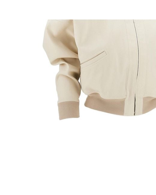 Gucci Natural Oversized Shoulders Cotton Bomber Jacket