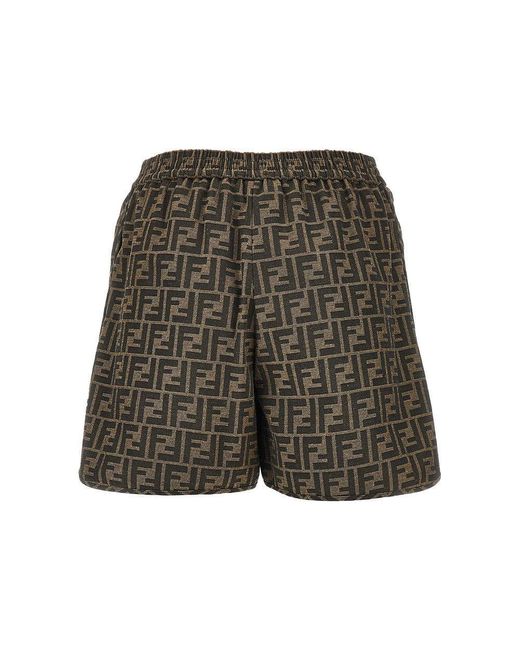 Fendi Green Jacquard Ff Canvas Shorts