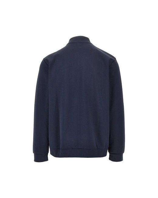 EA7 Blue Full-Zip Sweatshirt With Logo Plate for men
