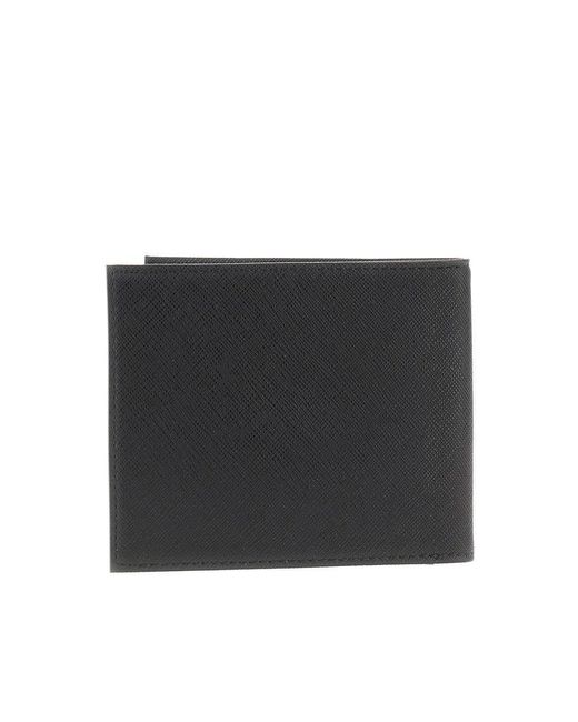 Emporio Armani Black Faux Leather Bi-Fold Wallet for men