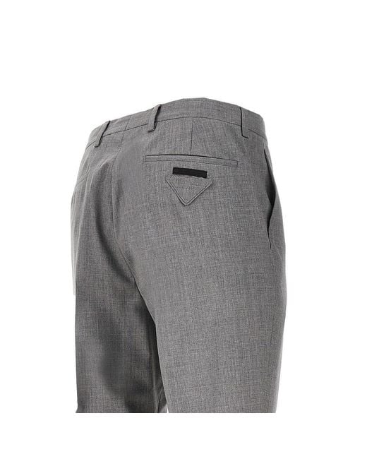 Prada Gray Wool Hybrid Jogger Pants for men