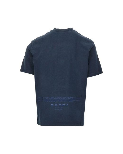 Stone Island Blue Logo Print Organic Cotton T-Shirt for men