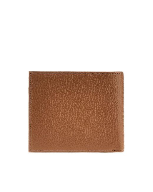 Emporio Armani Brown Grained Leather Bi-Fold Wallet for men