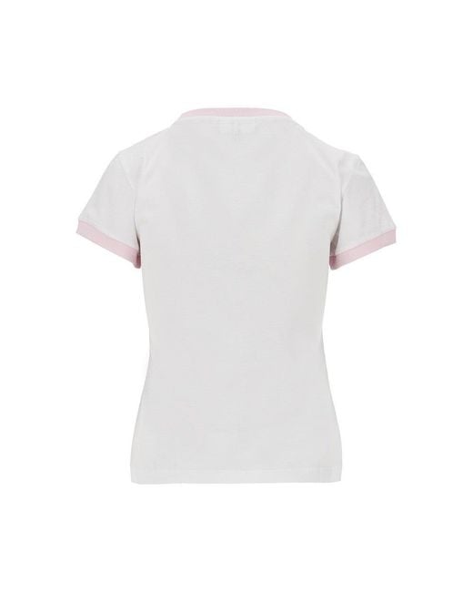 Ganni White Cotton T-Shirt With Print