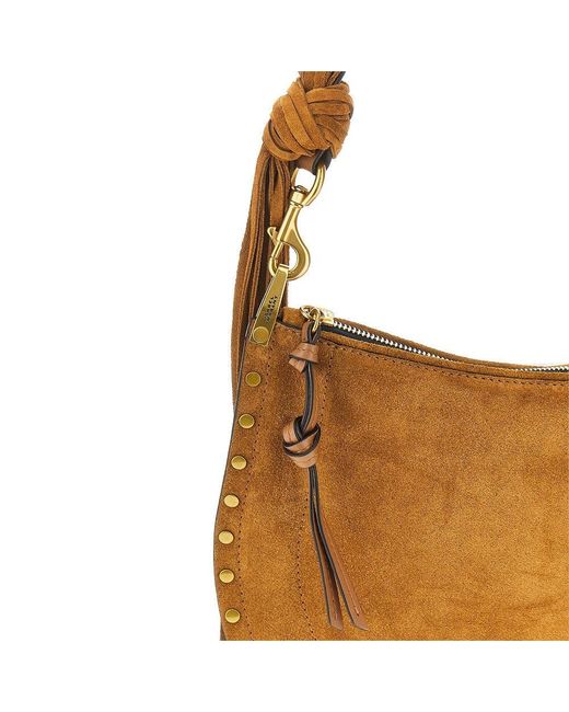 Isabel Marant Brown Suede Leather Fringed Oskan Soft Zip Bag