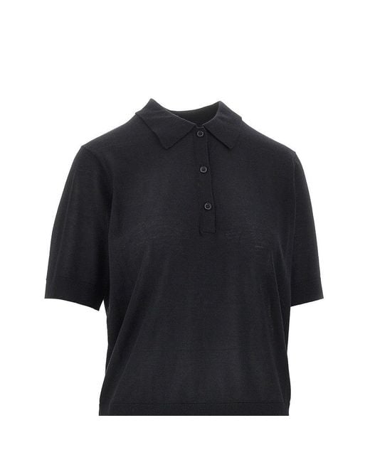 Loulou de Saison Black 'Migo' Cashmere Polo Shirt