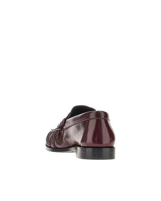 Saint Laurent Red Leather Loafers With Cassandre Logo 37
