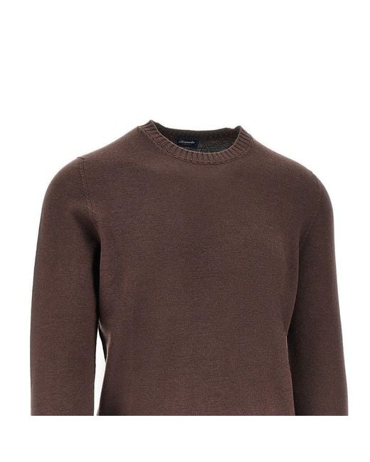 Drumohr Brown Merino Wool Knitted Sweater for men