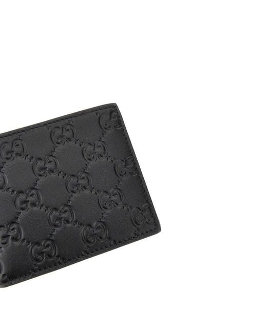 Gucci Black 'Gg Emblem' Leather Bi-Fold Wallet for men