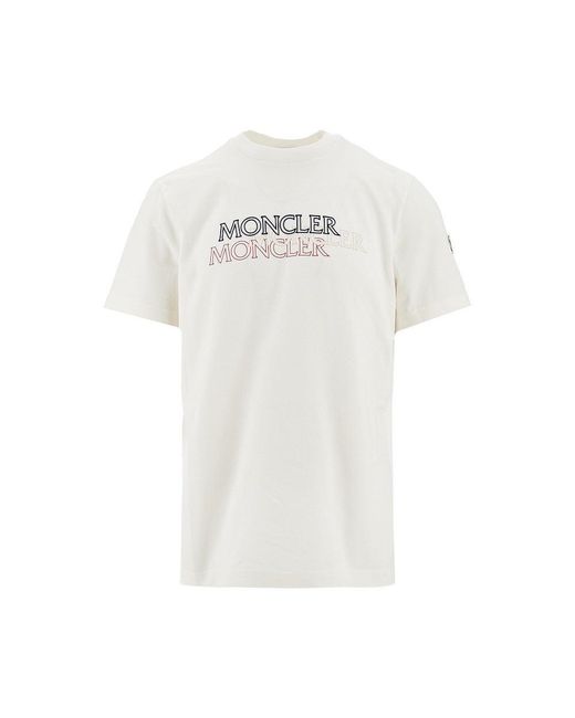 T-Shirt Con Logo Tricolore Uomo di Moncler in White da Uomo
