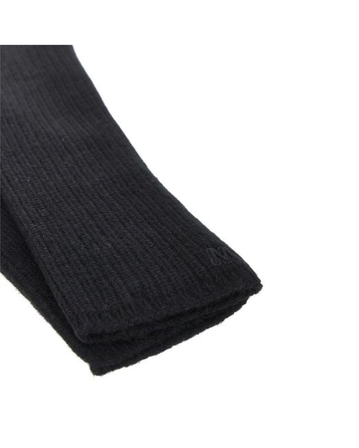 Weekend by Maxmara Black Long Cashmere Gloves With Embroidery