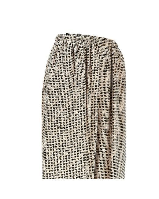 Balenciaga Brown Silk Pants With Monogram Print