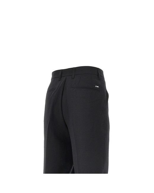 Emporio Armani Black Technical Seersucker Pants for men