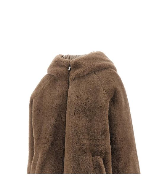 Emporio Armani Brown Faux Fur And Nylon Reversible Jacket