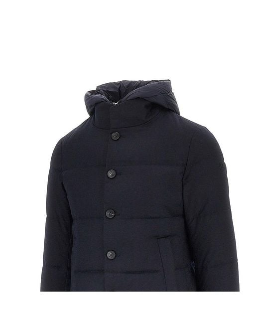 DUNO Blue Quilted And Padded Wool Down Jacket for men