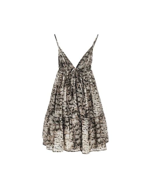 Pinko Black Snake-Print Muslin Mini Dress
