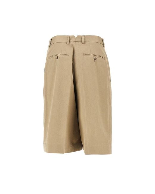 AMI Natural Cotton Gabardine Shorts With Darts for men
