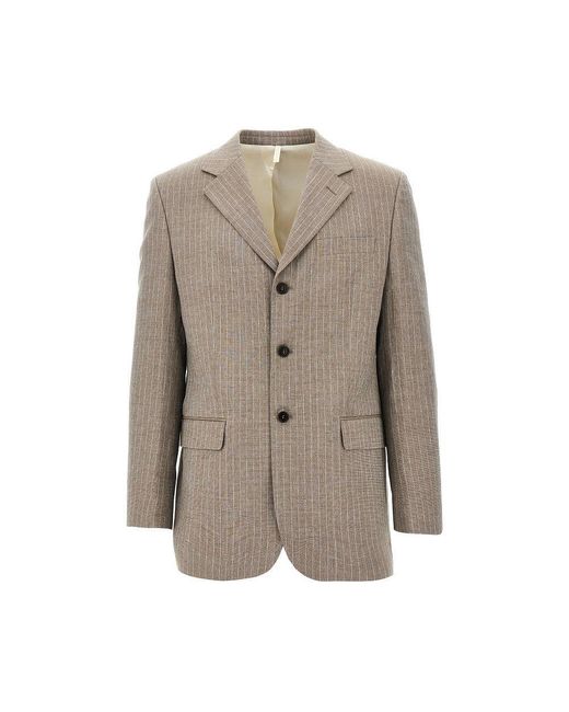 sunflower Brown 'Show' Pinstriped Linen And Wool Jacket for men