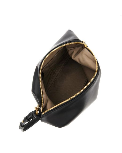 Emporio Armani Black Nappa Leather Medium Hobo Bag With Chain