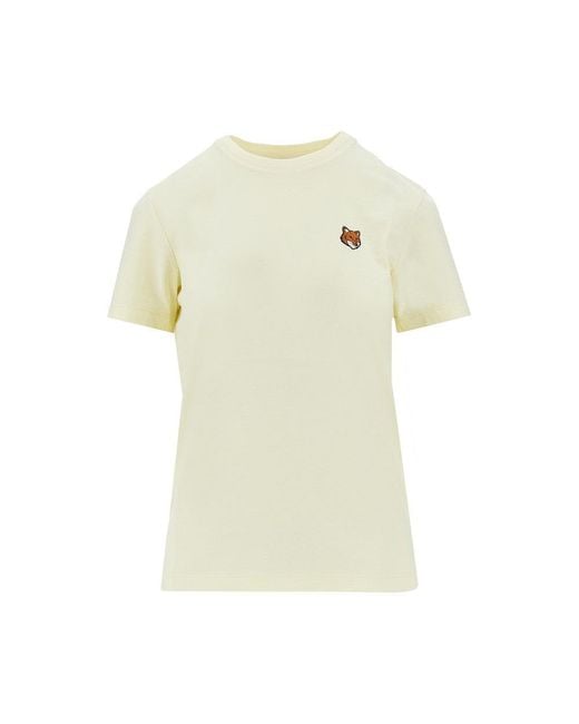 Maison Kitsuné Yellow 'Fox Head' Patch T-Shirt