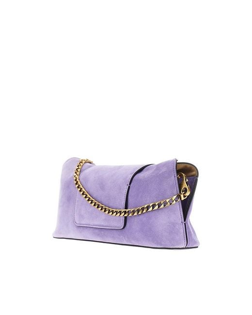Versace Purple Suede Leather 'Vivian' Clutch