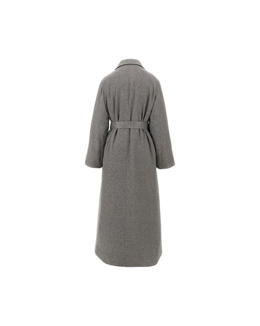Emporio Armani Gray Padded Long Coat With Belt