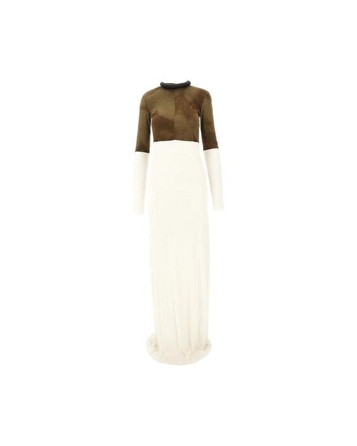 Phoebe Philo White Colour Block Dress With Tubular Crewneck