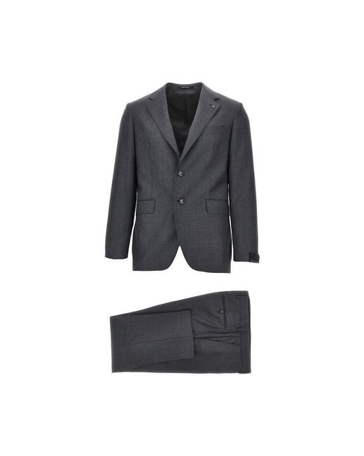 Tagliatore Black Virgin Wool Two-Pieces Tailored Suit for men