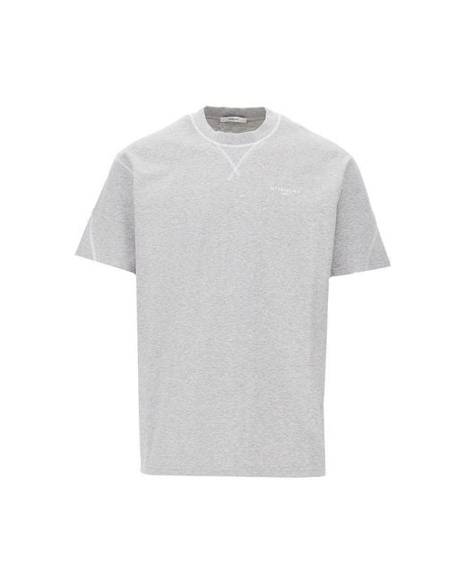 Givenchy Gray 'Couture Seam' Cotton T-Shirt for men
