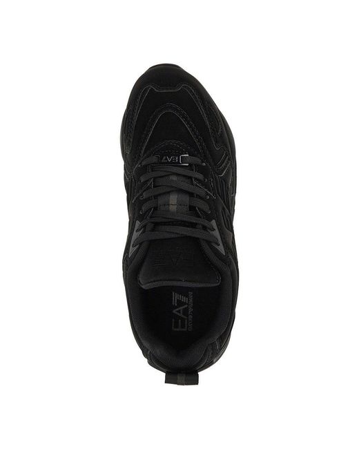 EA7 Black Coated Nylon Sneakers With Eagle Logo 7 for men