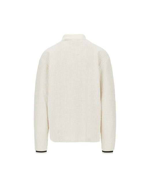Les Deux White Knitted Polo Shirt With Logo Embroidery for men